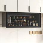 Vitrine de cuisine suspendue en métal gris et verre