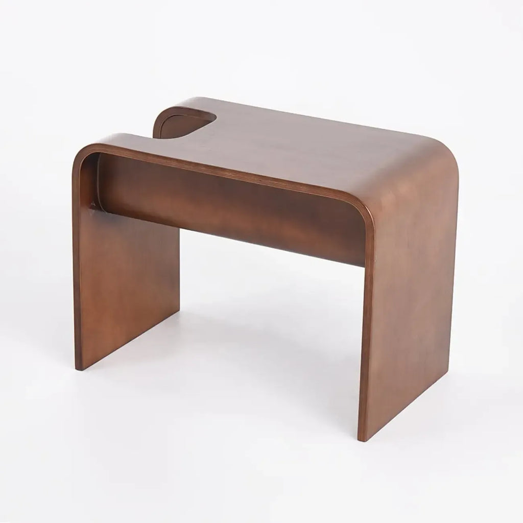 Table d'appoint convertible en forme de C en bois de noyer avec rangement