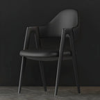 Chaise de salle à manger moderne en cuir avec dossier incurvé et accoudoirs ouverts