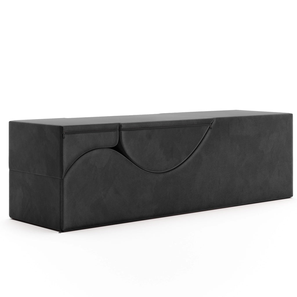 Chaise longue convertible Avana Kami / Yoga et massage - Pouf 2 en 1 avec fauteuil de yoga dépliable dissimulé, Microvelours - Non disponible