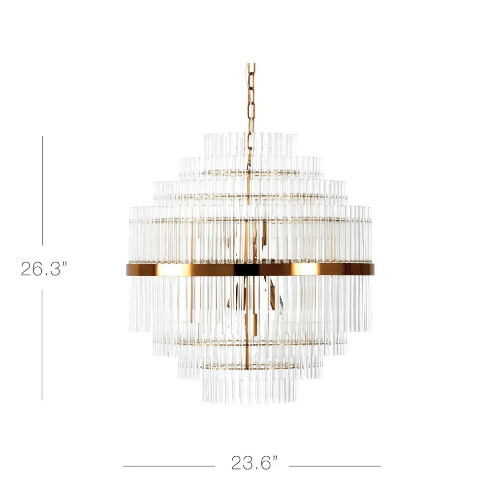 Lustre moderne en verre transparent avec finition dorée