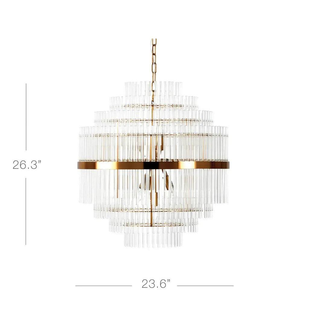 Lustre moderne en verre transparent avec finition dorée