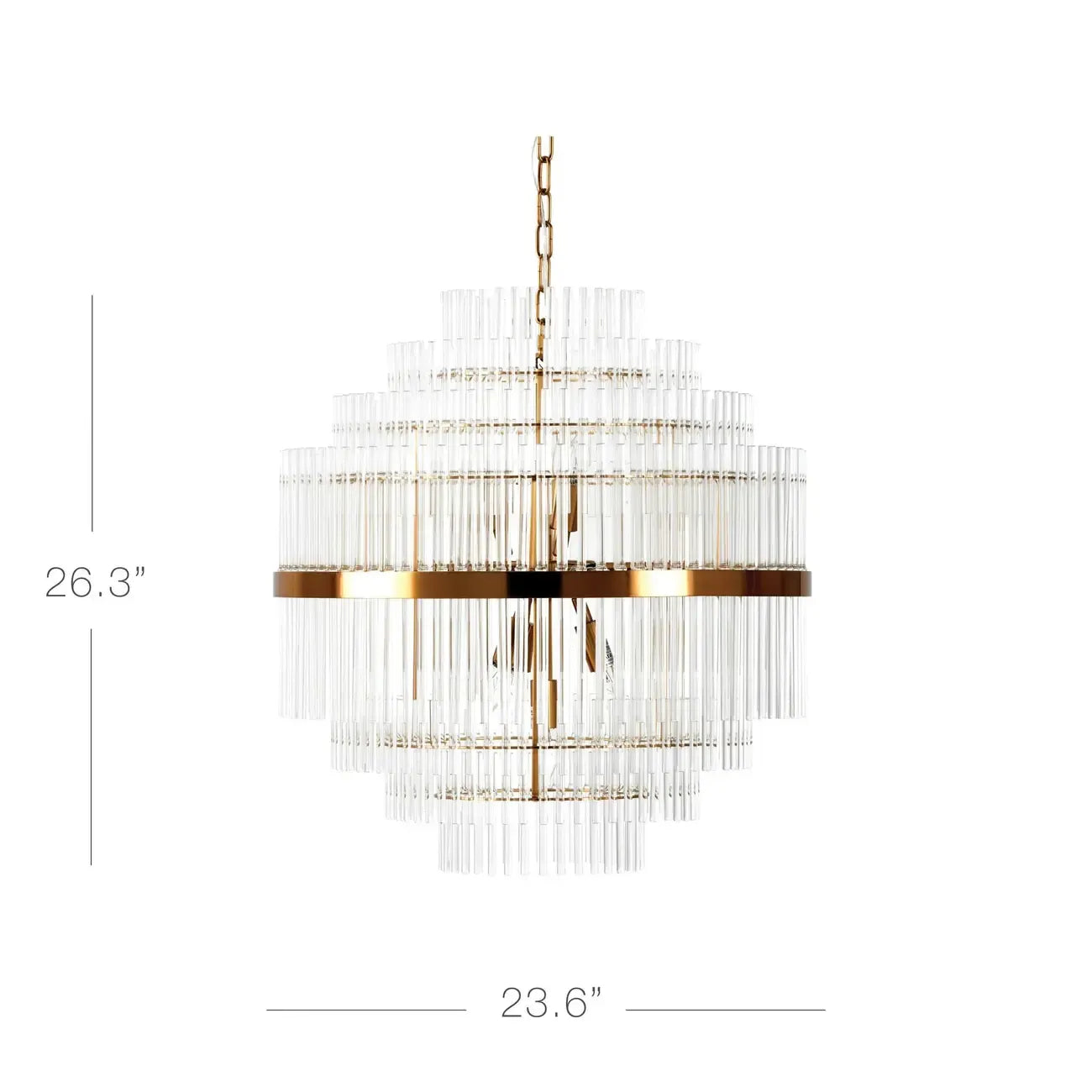 Lustre moderne en verre transparent avec finition dorée