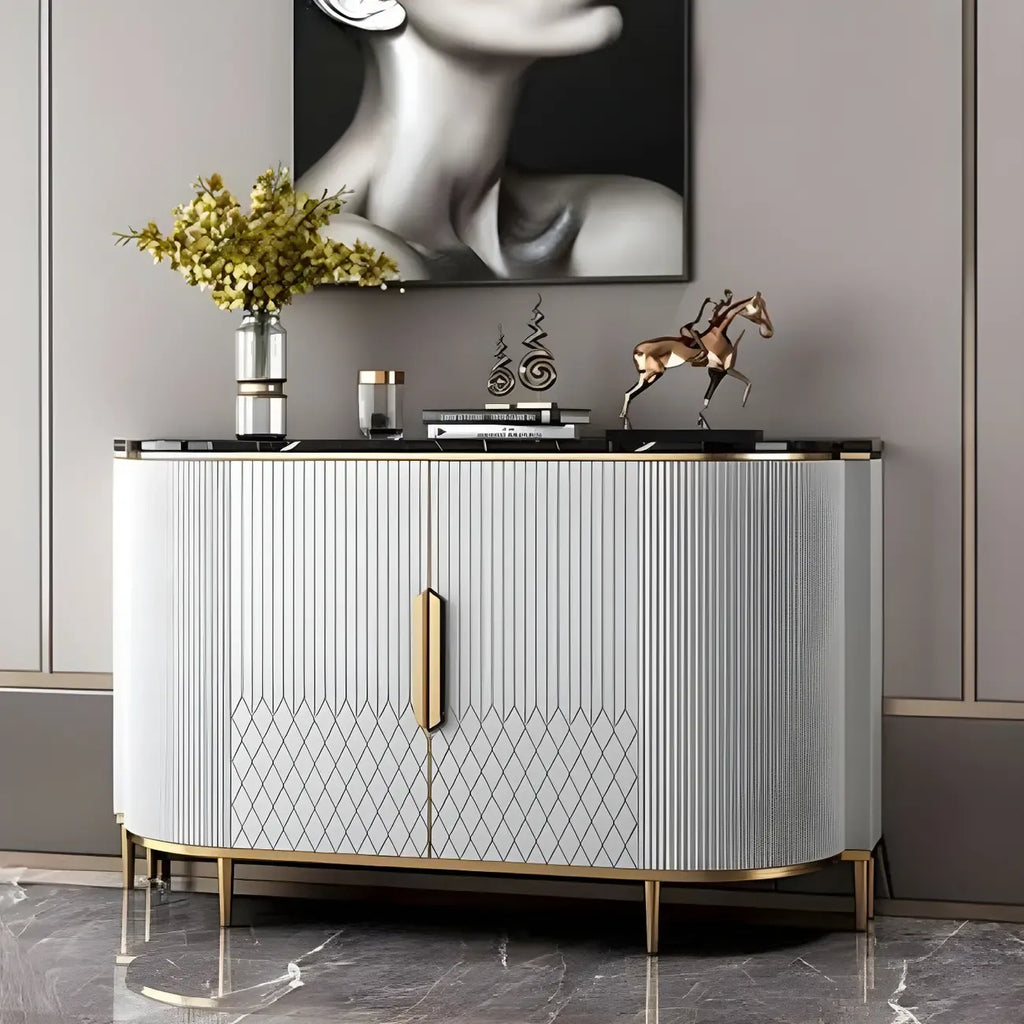 Buffet glamour en marbre gris avec rangement