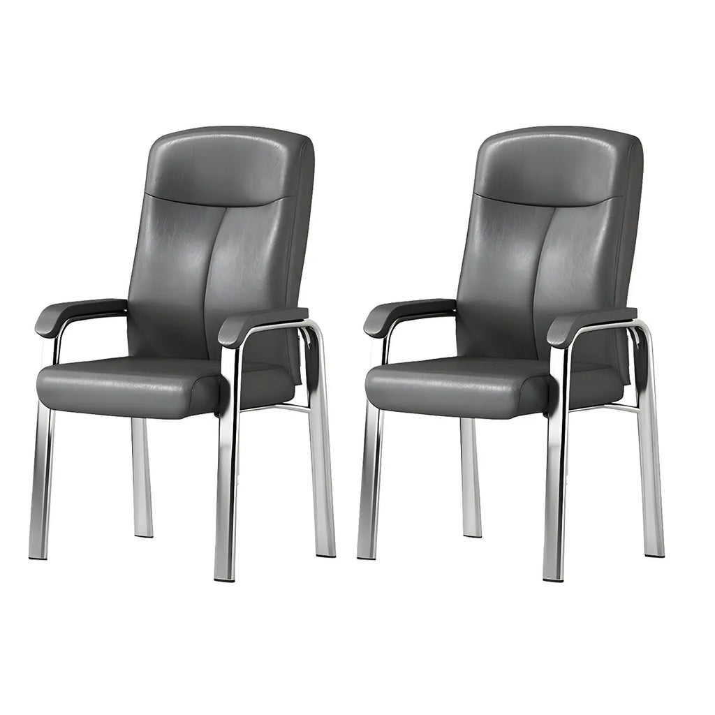 Chaise de bureau moderne HomeyFad en cuir et métal, à 4 pieds et accoudoirs