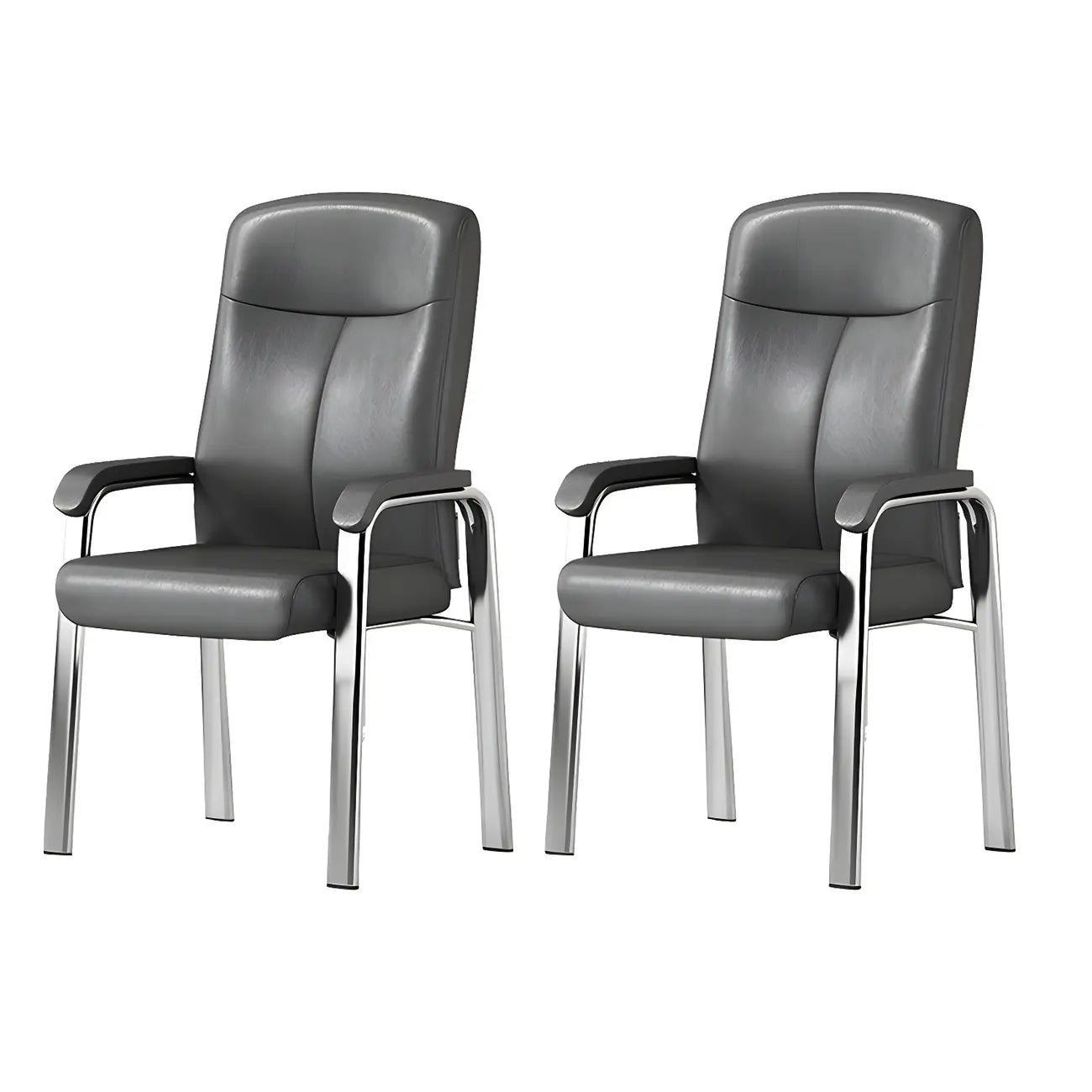 Chaise de bureau moderne HomeyFad en cuir et métal, à 4 pieds et accoudoirs