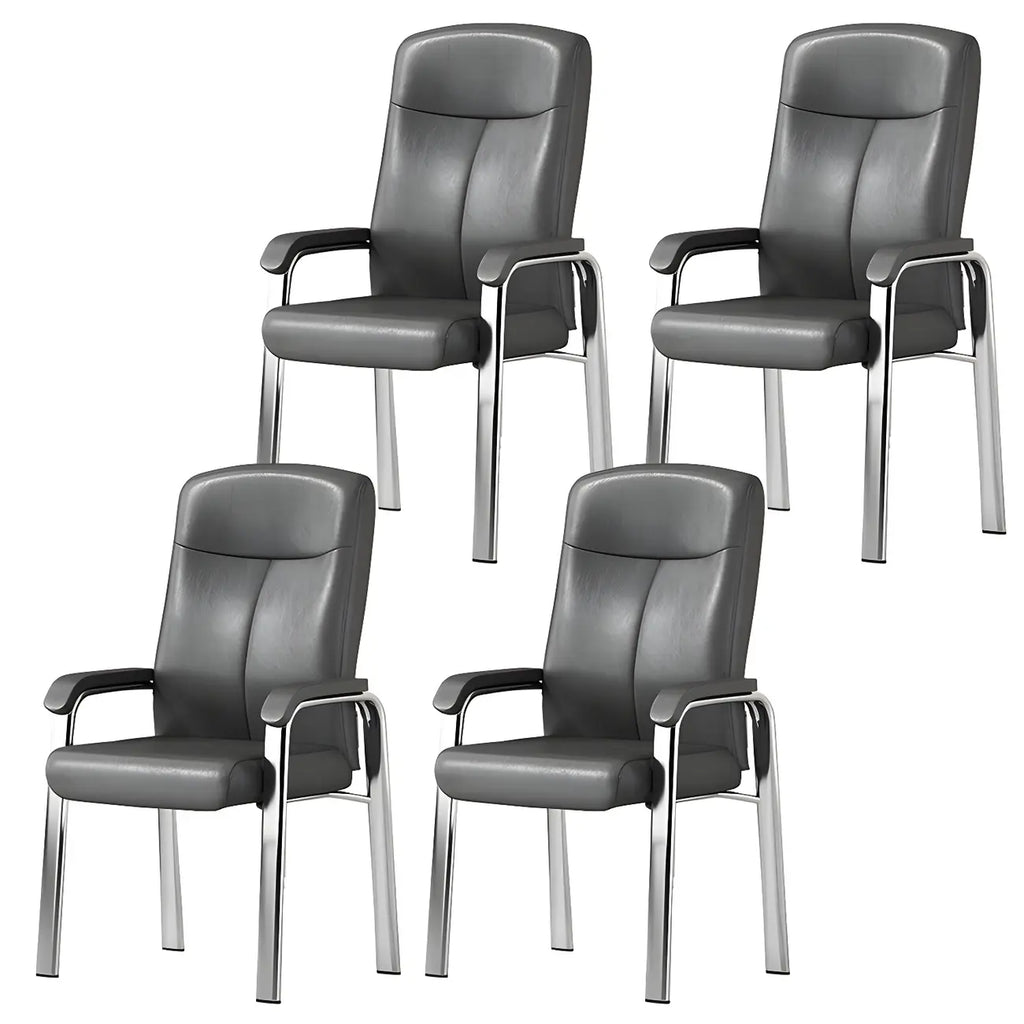Chaise de bureau moderne HomeyFad en cuir et métal, à 4 pieds et accoudoirs