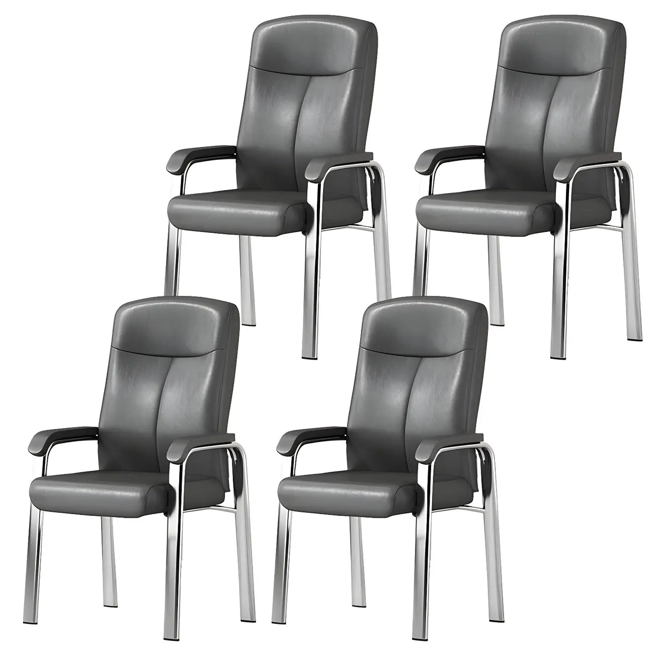 Chaise de bureau moderne HomeyFad en cuir et métal, à 4 pieds et accoudoirs
