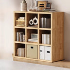 Bibliothèque horizontale moderne en bois à 8 cubes, finition naturelle