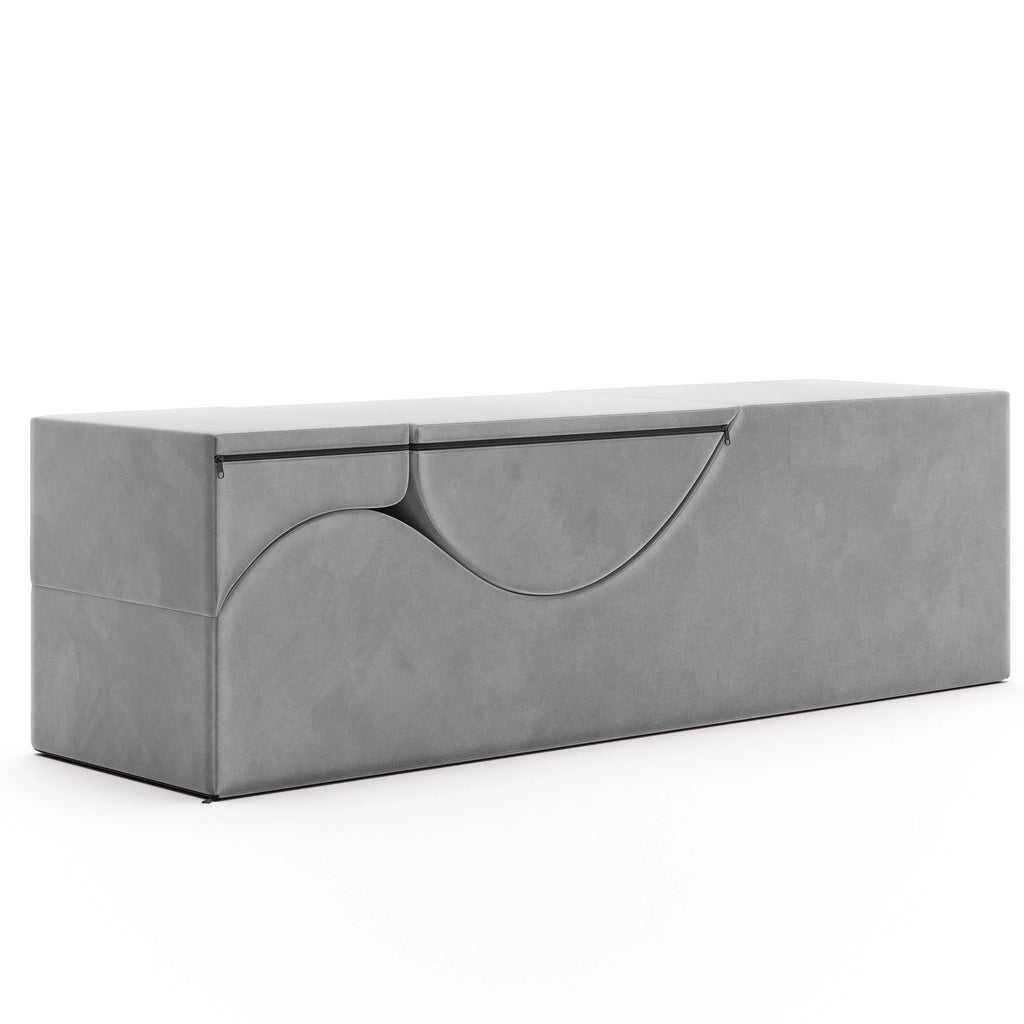 Chaise longue convertible Avana Kami / Yoga et massage - Pouf 2 en 1 avec fauteuil de yoga dépliable dissimulé, Microvelours - Non disponible