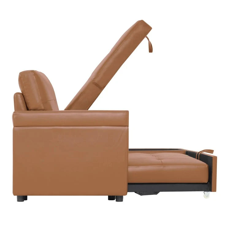 Canapé d'angle réversible avec lit gigogne, méridienne avec rangement dissimulé, pieds robustes.