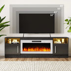 Meuble TV Bossin 70 avec cheminée électrique 36 pouces, compatible avec les téléviseurs jusqu'à 80 pouces, éclairage LED 16 couleurs/centre multimédia