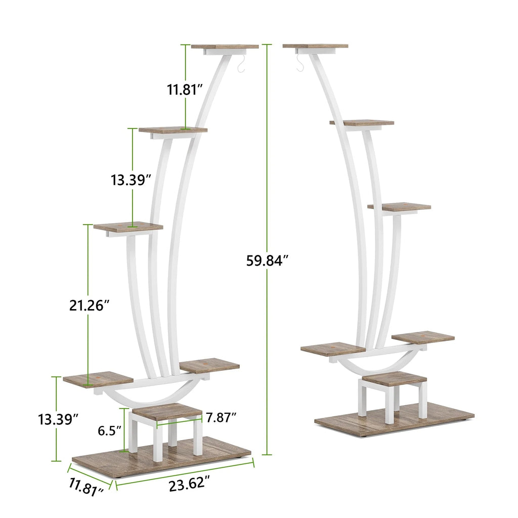 Support pour plantes d'intérieur, étagère à fleurs à 6 niveaux pour jardin - Lot de 2