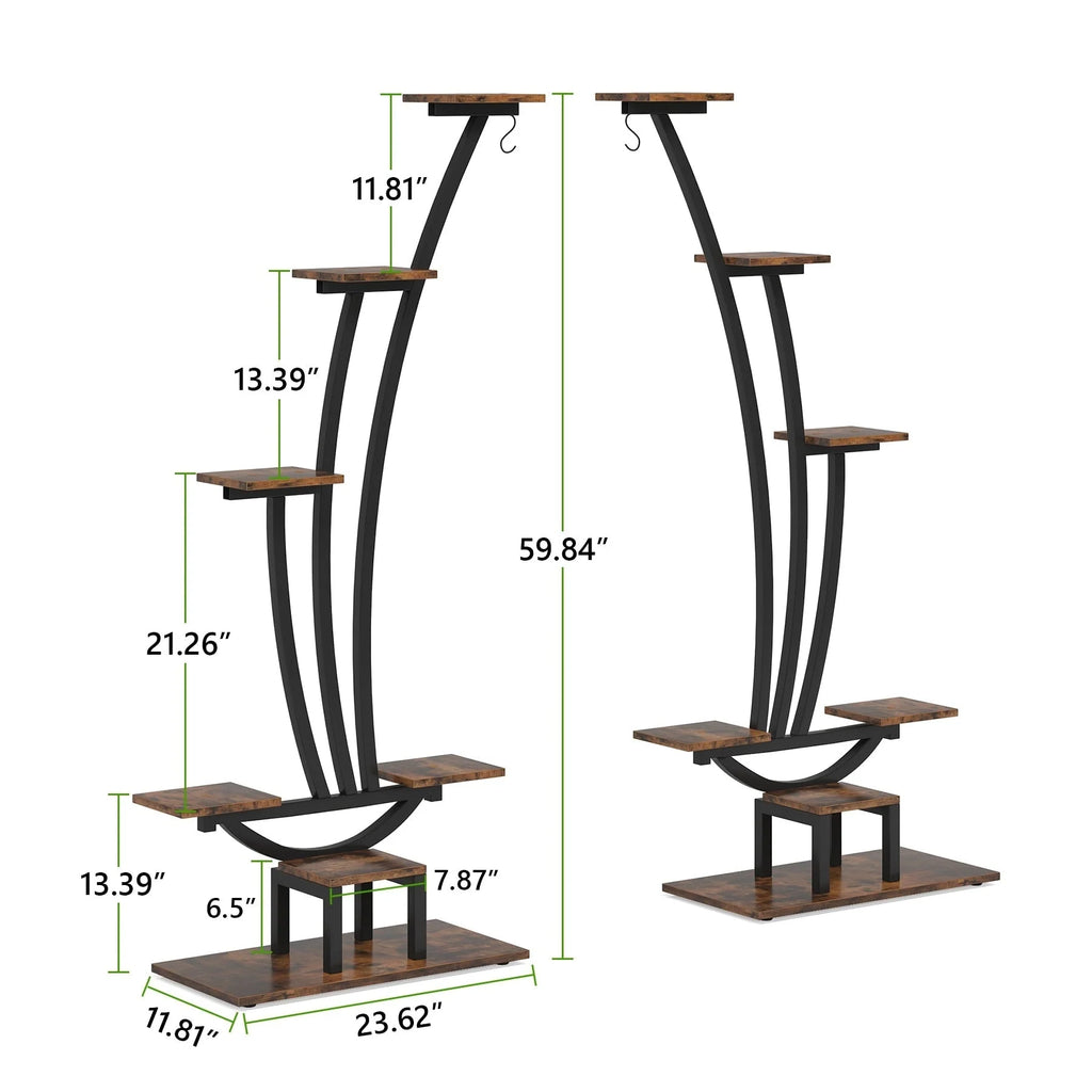 Support pour plantes d'intérieur, étagère à fleurs à 6 niveaux pour jardin - Lot de 2