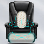 Fauteuil de bureau pivotant ergonomique en cuir noir avec repose-pieds