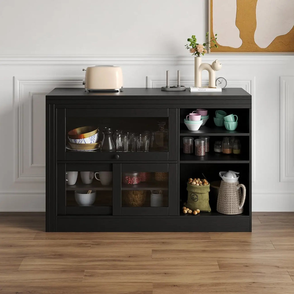 Buffet extensible de style campagnard en MDF noir
