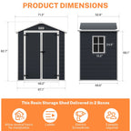 Abri de jardin en résine plastique tout temps avec plancher, dimensions : 1,83 m x 1,22 m / 1,83 m x 2,44 m / 2,44 m x 1,83 m / 2,44 m x 3,05 m.