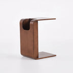 Table d'appoint convertible en forme de C en bois de noyer avec rangement