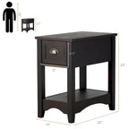 Gymax Lot de 2 Tables d'appoint Contemporaines Compactes avec Tiroir - 13" X 22" X 23" (L x l x H)