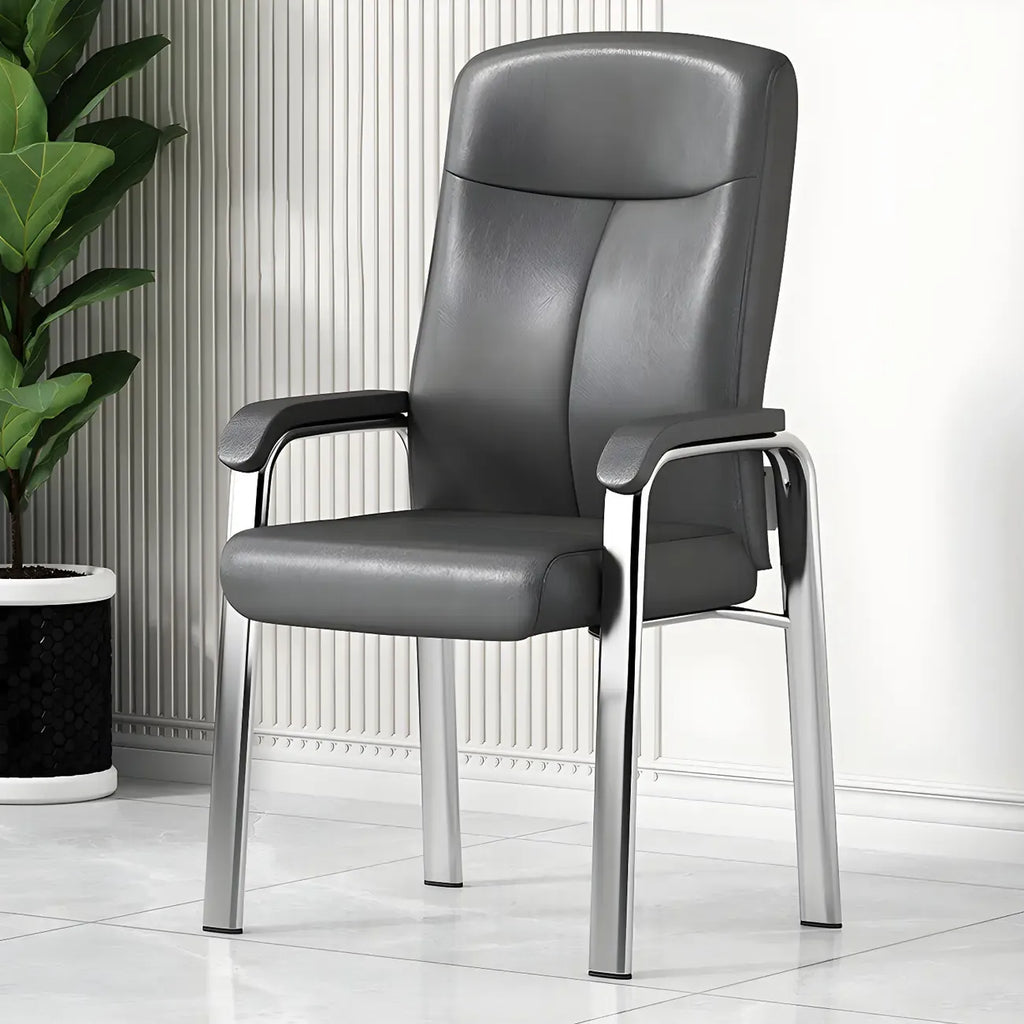 Chaise de bureau moderne HomeyFad en cuir et métal, à 4 pieds et accoudoirs