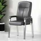 Chaise de bureau moderne HomeyFad en cuir et métal, à 4 pieds et accoudoirs
