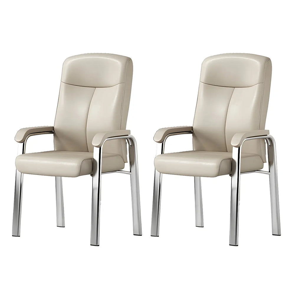 Chaise de bureau moderne HomeyFad en cuir et métal, à 4 pieds et accoudoirs