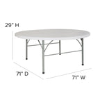 Table pliante ronde en plastique de 1,80 m avec poignée