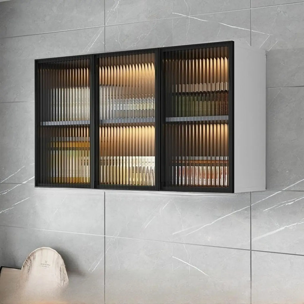 vaisselier mural gris en bois pour cuisine