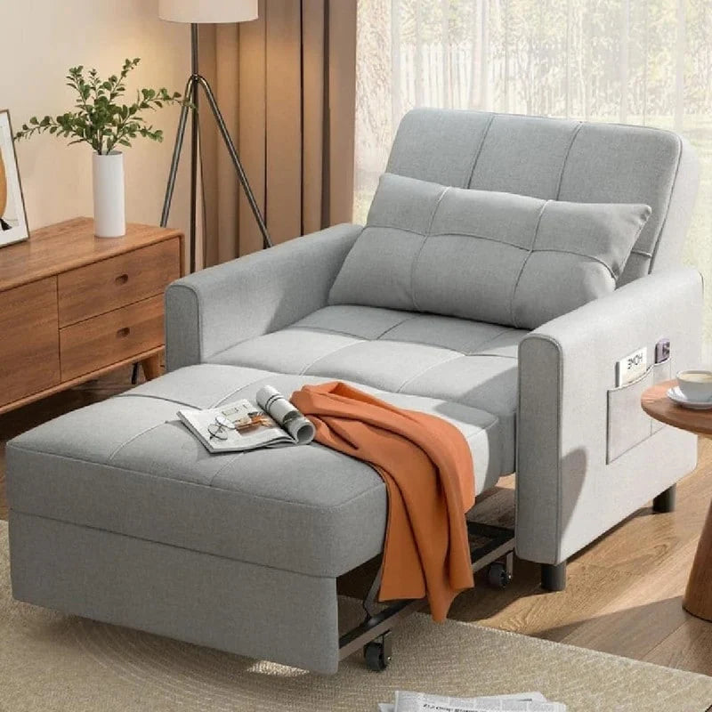 Divano Letto Trasformabile 3-in-1, Poltrona Letto Estraibile, Letto Pieghevole Convertibile per Soggiorno