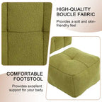 HOMEFUN Poltrona singola moderna trapuntata in Bouclé con pouf