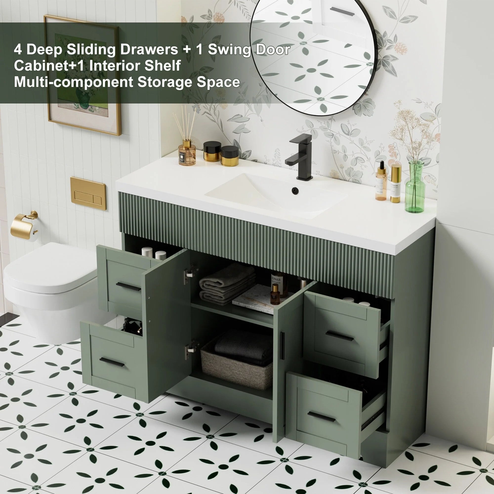 Ensemble meuble-lavabo Wavy Line 30/36/48 avec lavabo et robinet