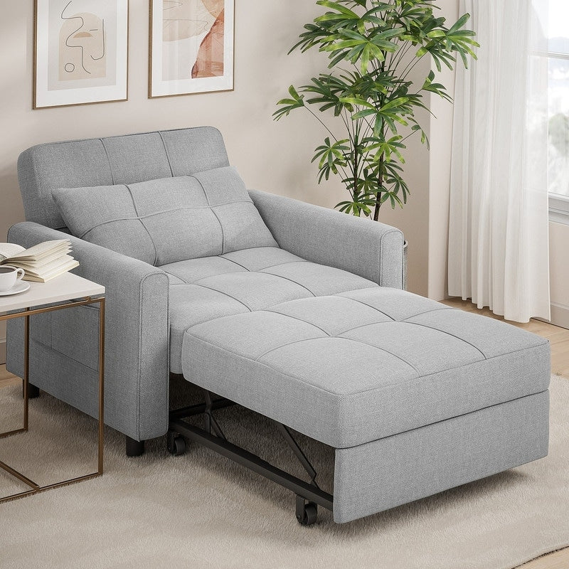 Divano Letto Trasformabile 3-in-1, Poltrona Letto Estraibile, Letto Pieghevole Convertibile per Soggiorno