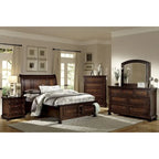 Ensemble de chambre parentale 5 pièces avec lit plateforme de rangement finition cerisier brun classique