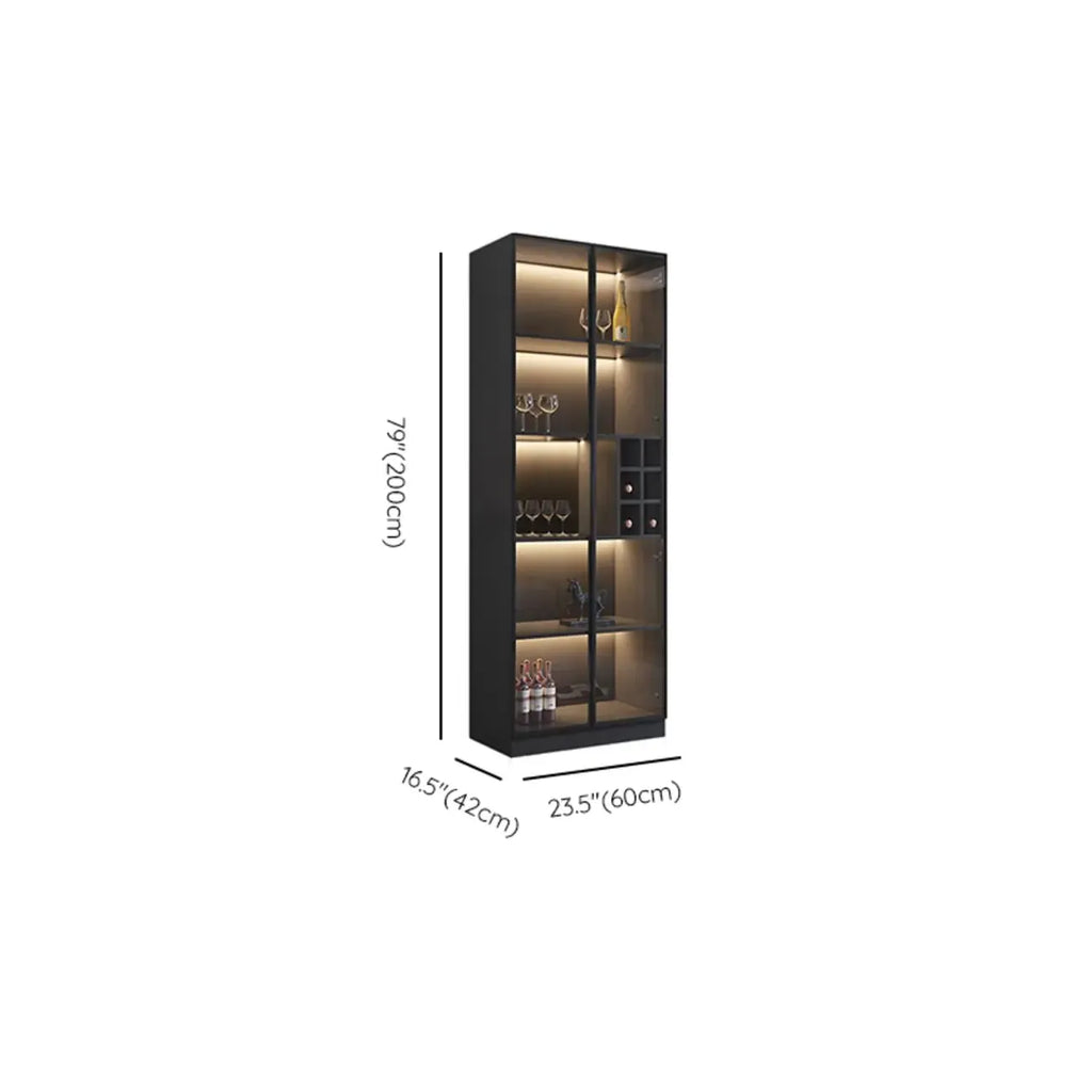 Armoire à vin minimaliste en bois noir avec porte vitrée