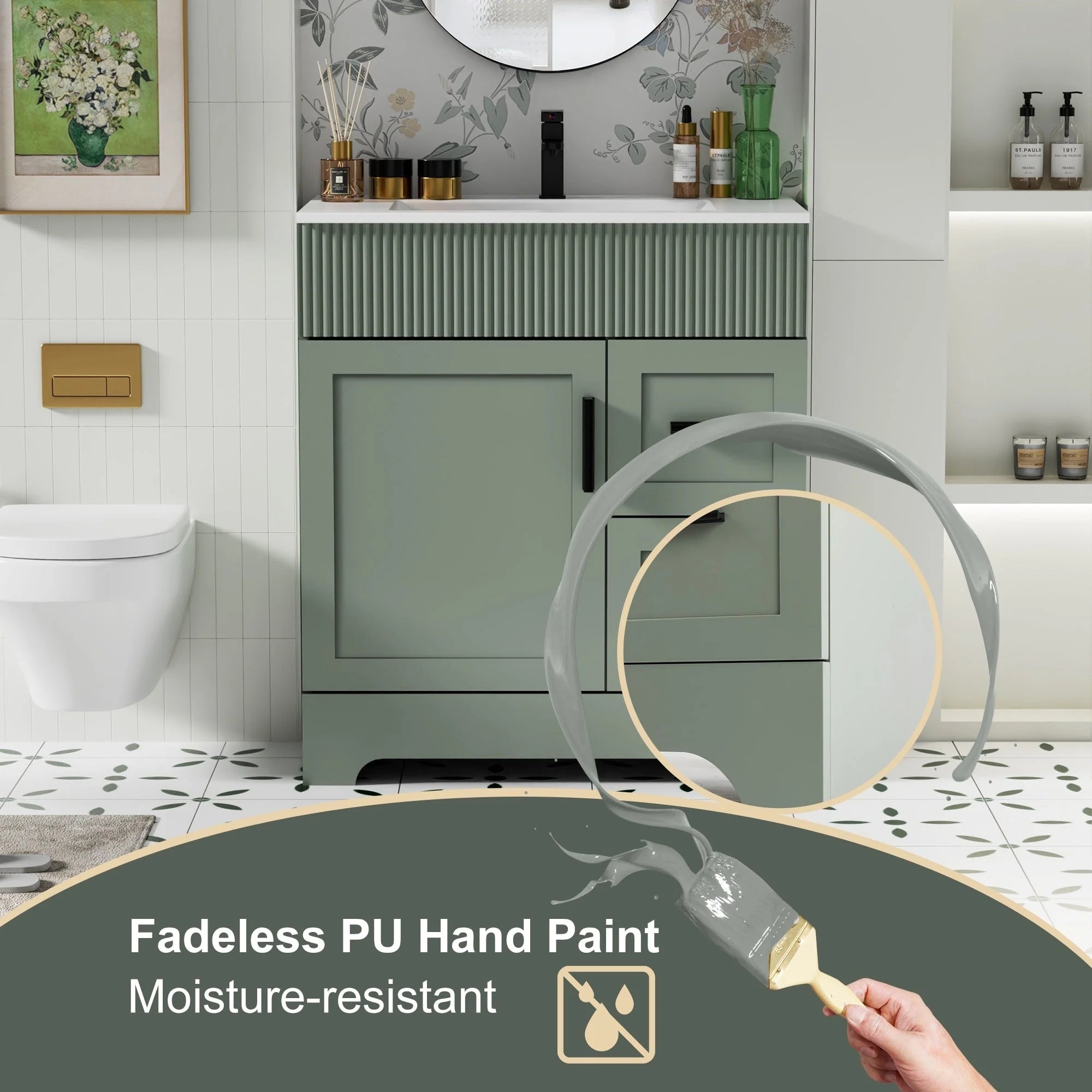 Ensemble meuble-lavabo Wavy Line 30/36/48 avec lavabo et robinet