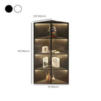 Vitrine d'angle moderne en métal gris et bois avec porte vitrée