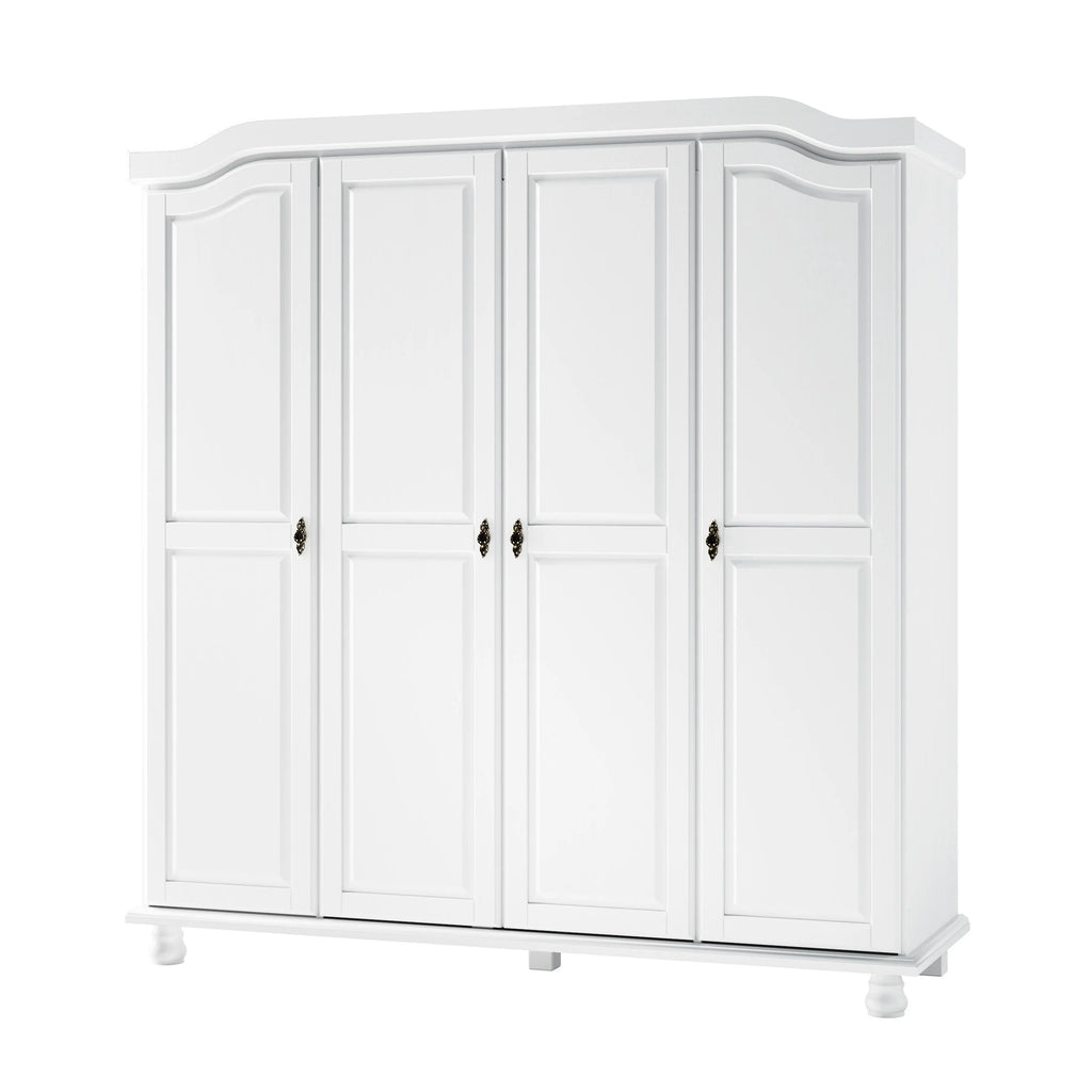 Armoire-penderie Kyle 4 portes de Palace Imports, 100 % bois massif, avec portes en bois massif ou miroir