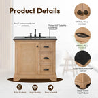 Meuble-lavabo Hervas avec plateau en marbre naturel, sans miroir.