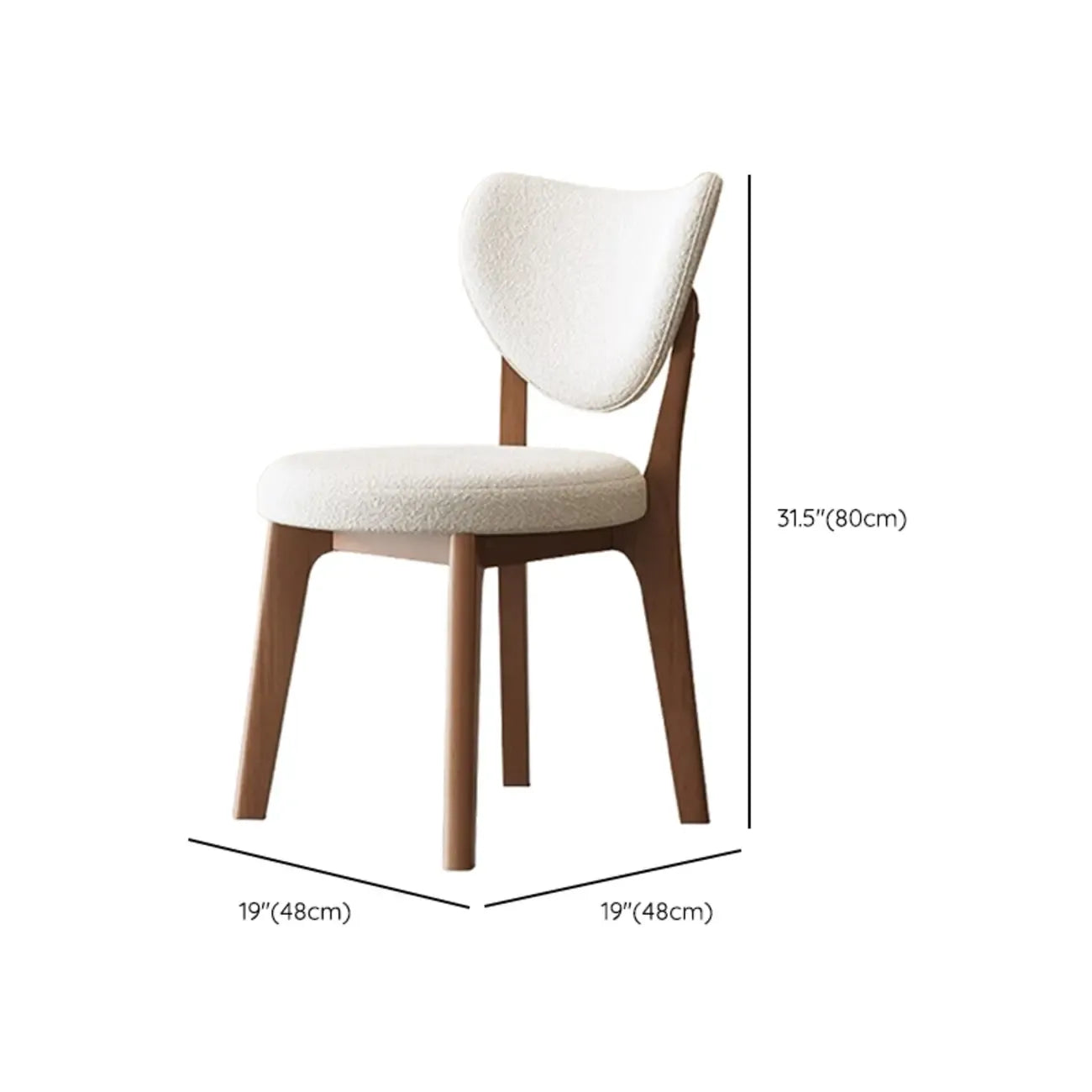 Chaise de salle à manger moderne sans accoudoirs à oreilles en similicuir