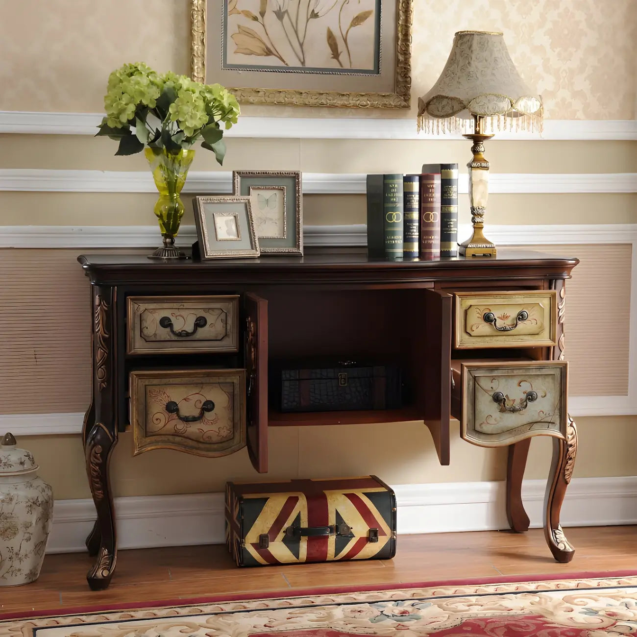 Console de rangement en bois de style français avec tiroirs