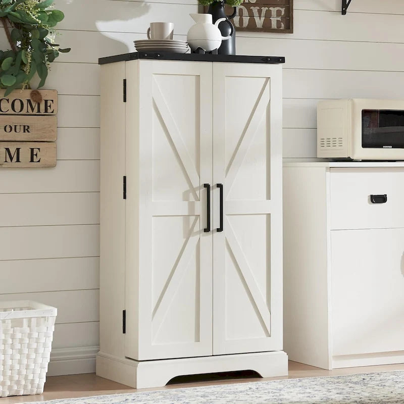 47 Armadietto da Cucina Dispensa, Mobile Contenitore con Ante Scorrevoli Stile Fienile - N/D