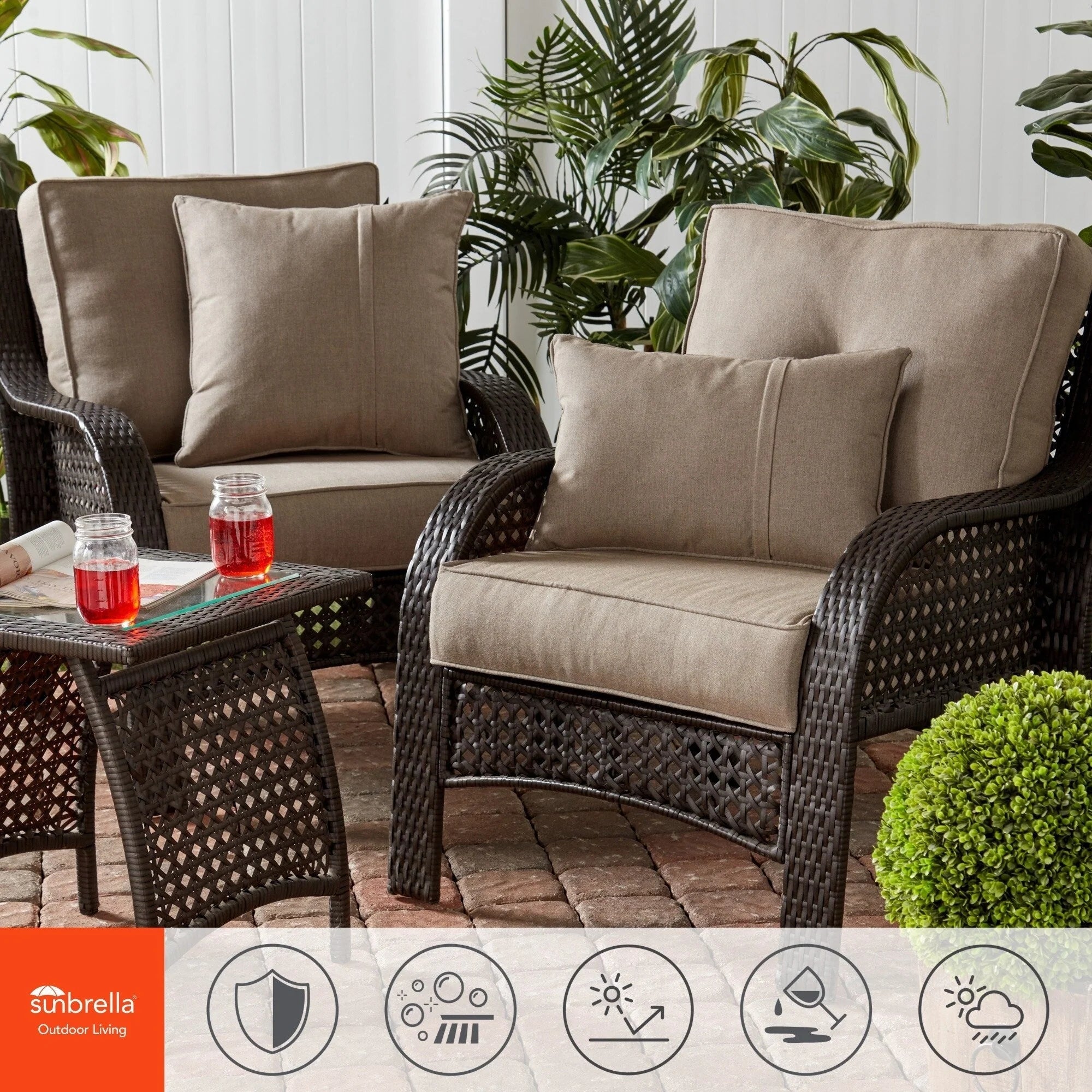 Ensemble de 2 coussins d'extérieur Sunbrella Premium pour siège profond