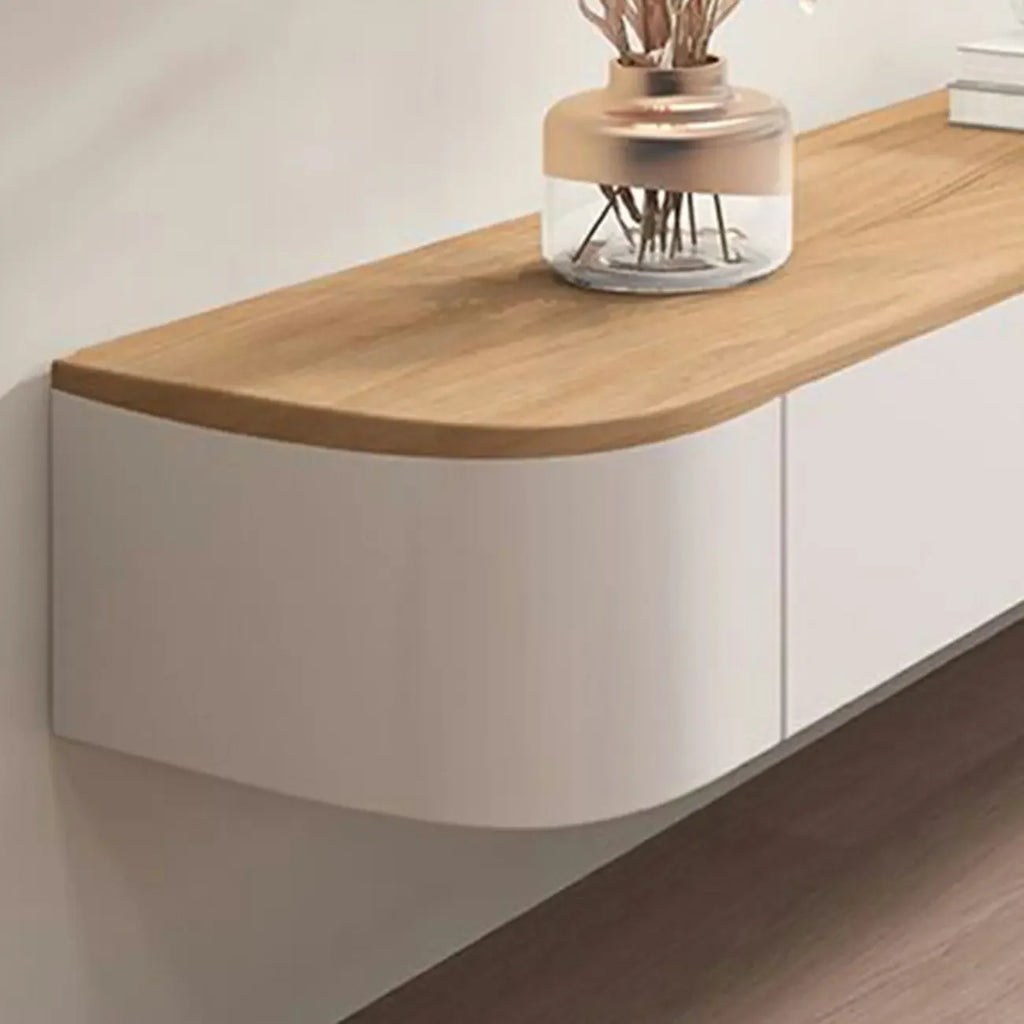 Mobile TV sospeso contemporaneo in legno bianco lungo con cassetti