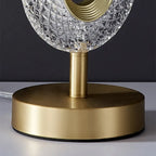 Lampe de table LED Art Déco de luxe en forme d'anneau en laiton doré et acrylique