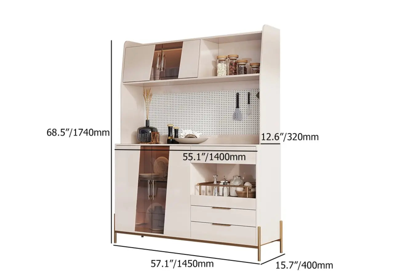 Buffet de rangement de luxe en MDF avec panneau perforé et accents dorés