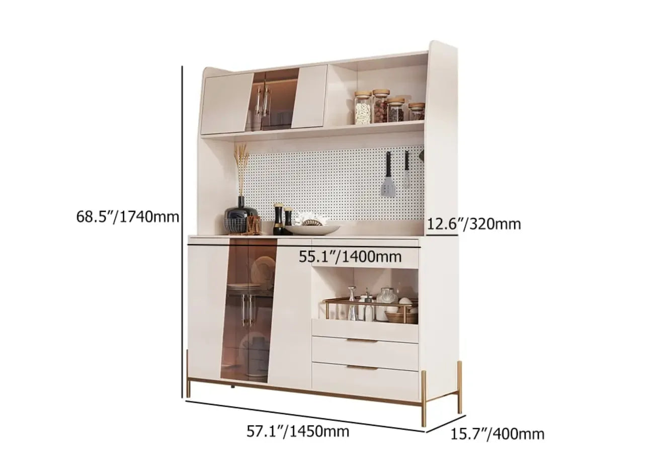 Buffet de rangement de luxe en MDF avec panneau perforé et accents dorés