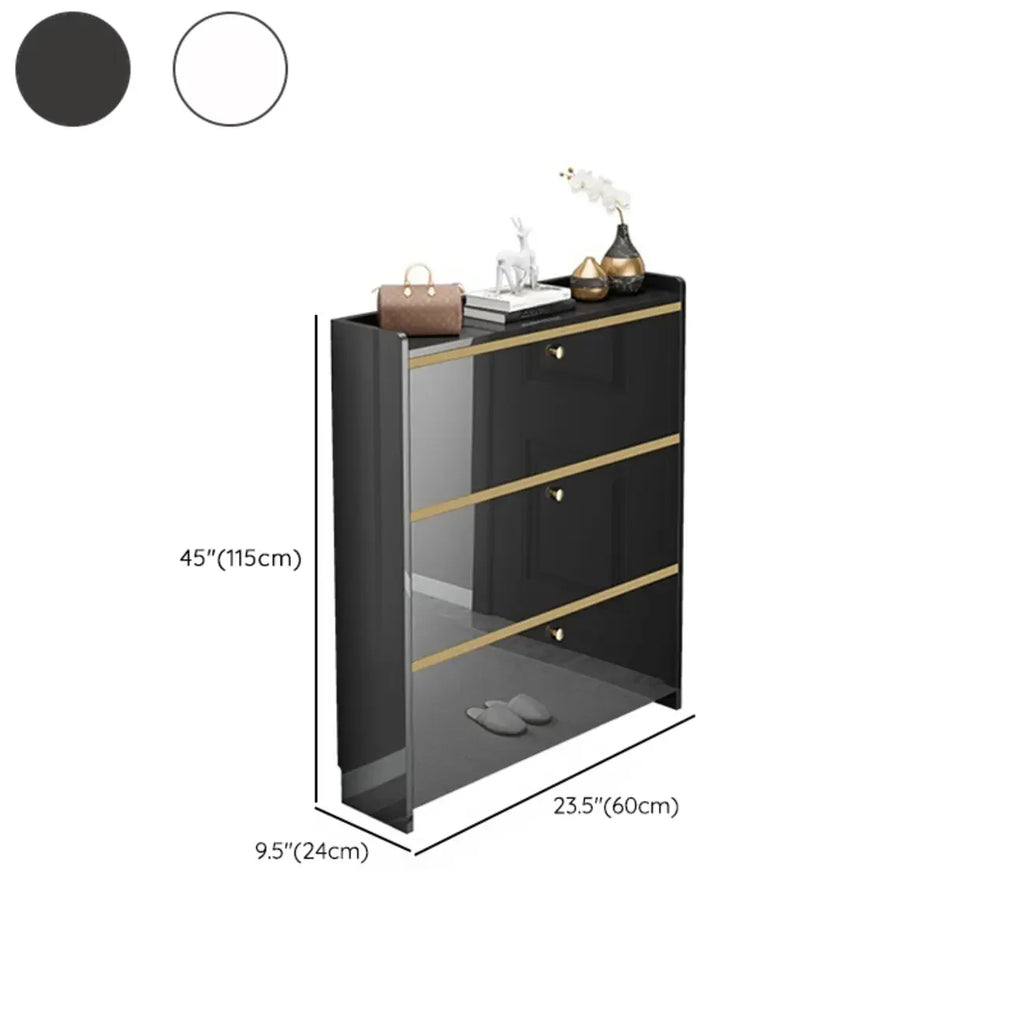 Meuble de rangement à chaussures noir glamour pour entrée avec étagères réglables