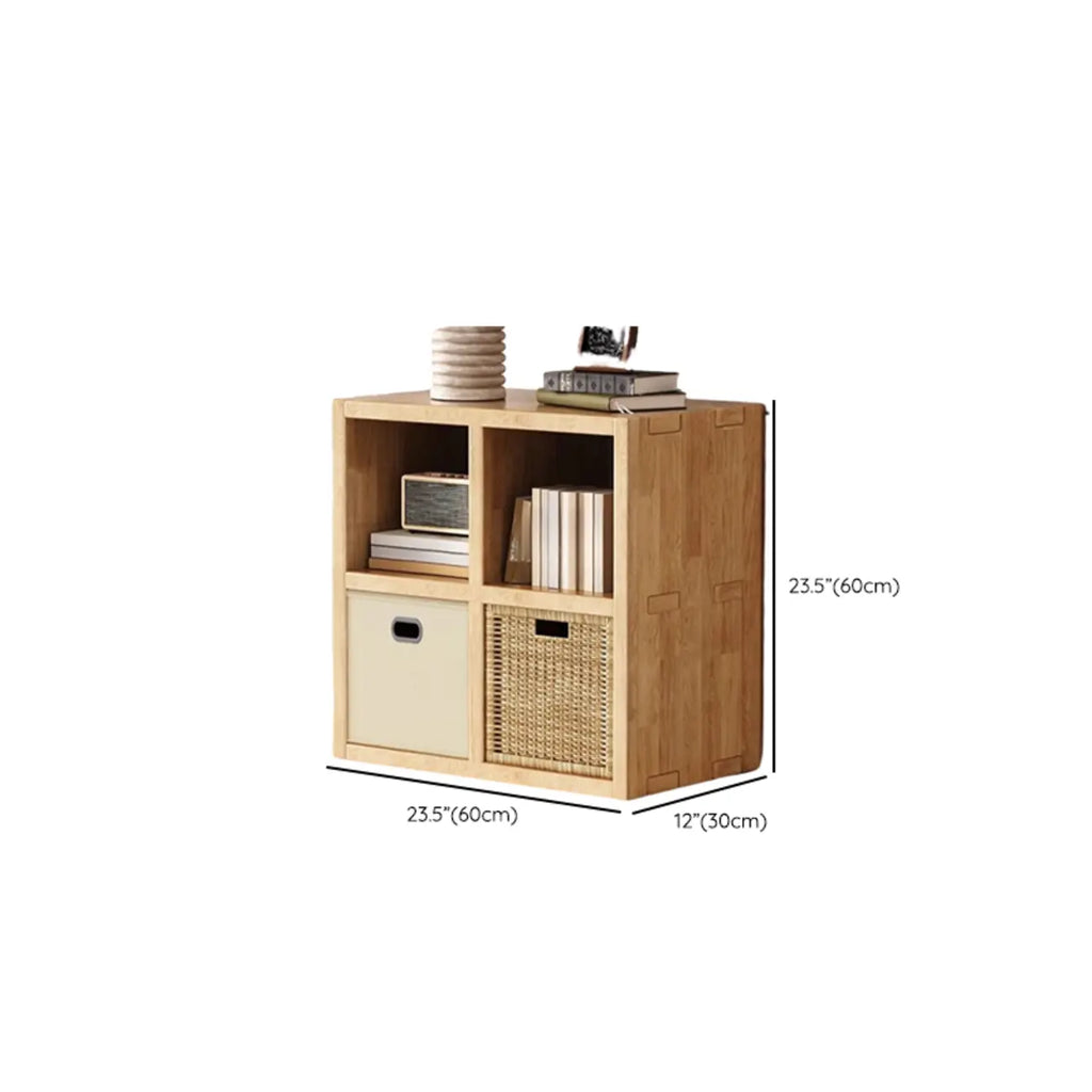 Bibliothèque horizontale moderne en bois à 8 cubes, finition naturelle