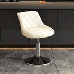 Tabouret de bar pivotant capitonné à losanges, réglable, en cuir PU noir et rouge