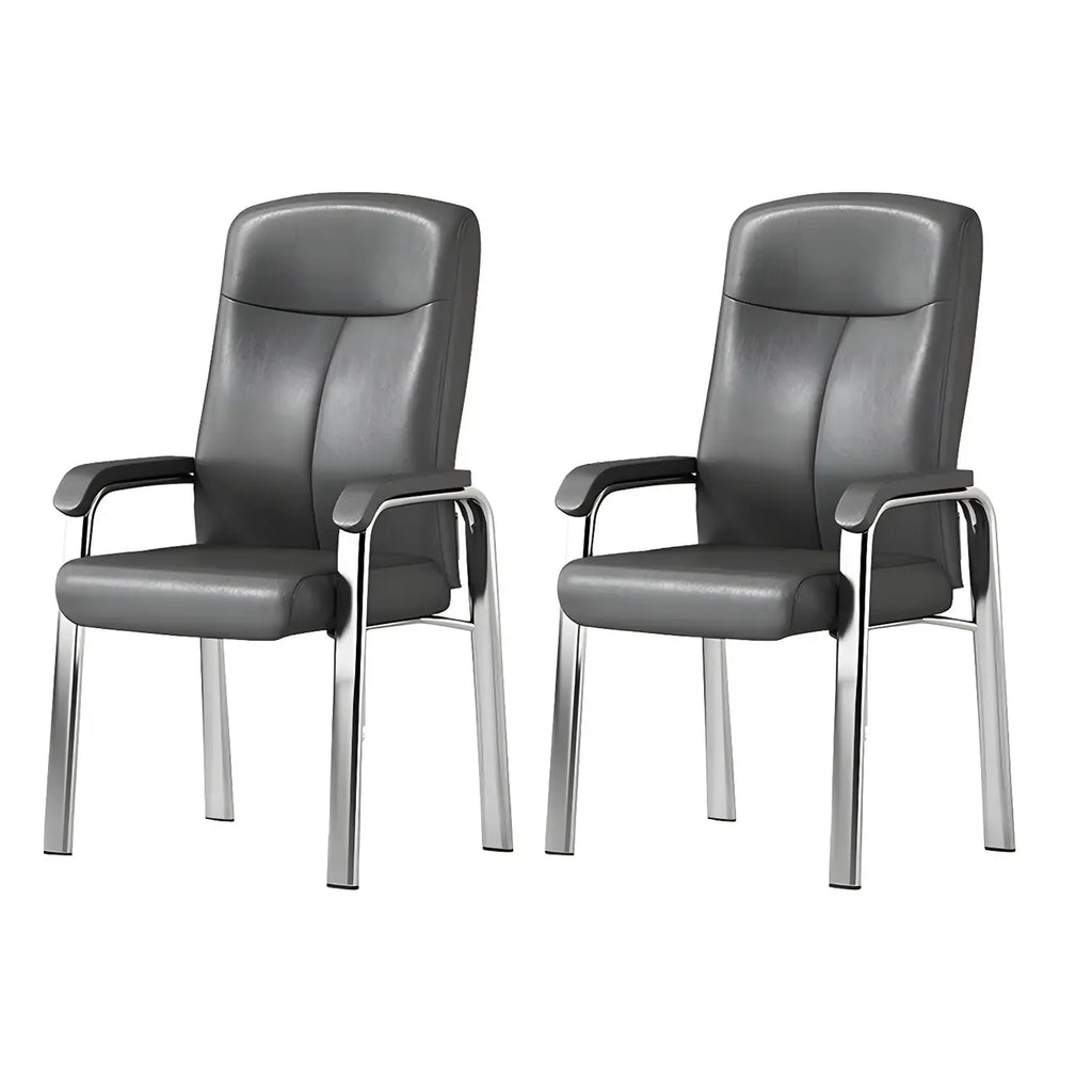 Chaise de bureau moderne HomeyFad en cuir et métal, à 4 pieds et accoudoirs